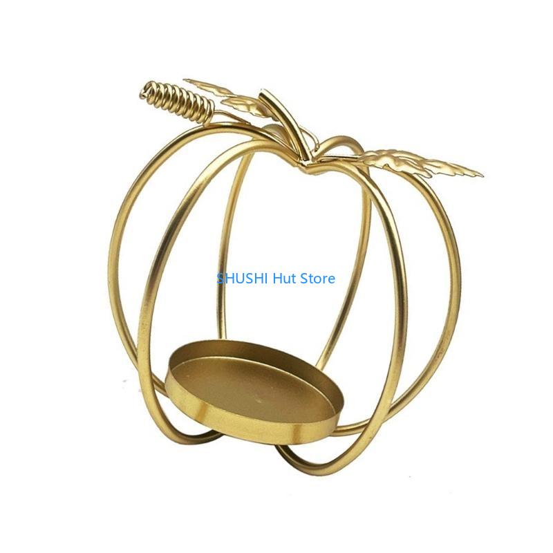 Hollow Out Pumpkin Figurine Tealight Holder Metal Candlestick Table Centerpieces Decors for Halloween Parties D57B