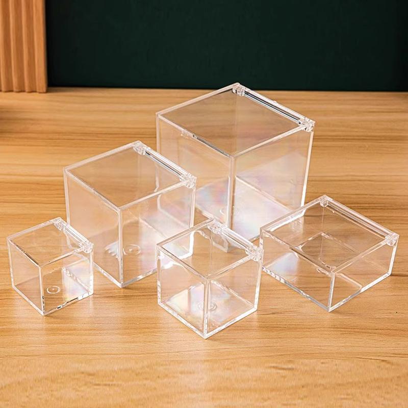 Plastic Box Durable Multi Size Storage Box With Cover Flip Cover Plastic Box Transparent Acrylic Dust Cover Party Decor