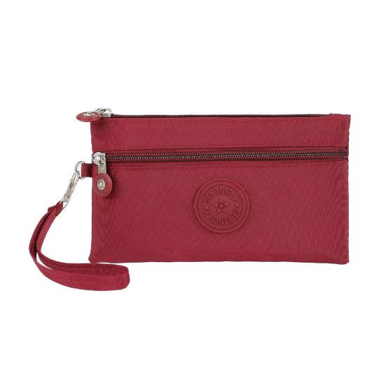 Кошелек для мелочи Гладкая молния Несколько отделений Маленький кошелек Минималистичный дизайн Ключи Карты Чехол для мобильного телефона темно-красного