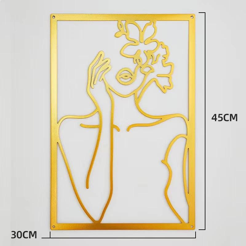 Modern Simple Abstract Female Line Decoration Background Wall Living Room Wall Decoration Hanging Painting Metal Material