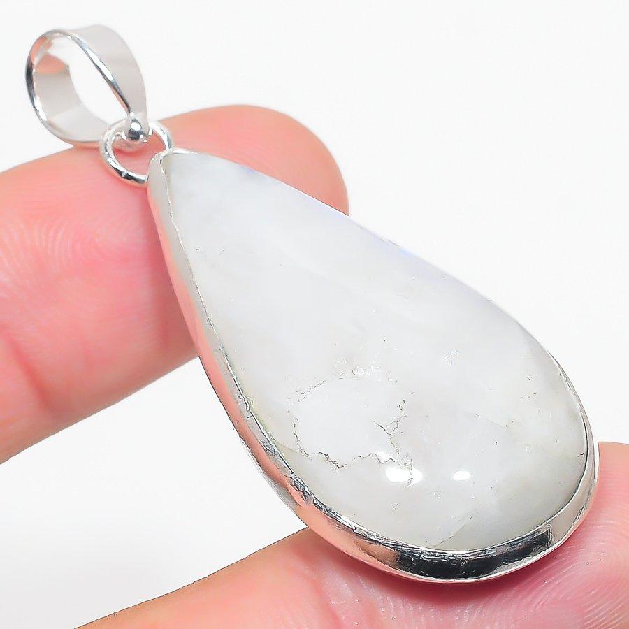 

Подвеска из стерлингового серебра 925 пробы с натуральным радужным лунным камнем 2,13 дюйма O4b81