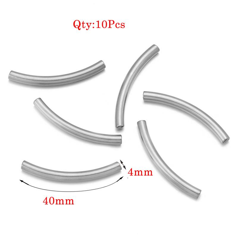Stainless Steel Curved Tube For Jewelry Making Gold Color Straight Beads Connector Bracelet Necklace Diy Jewelry Finding