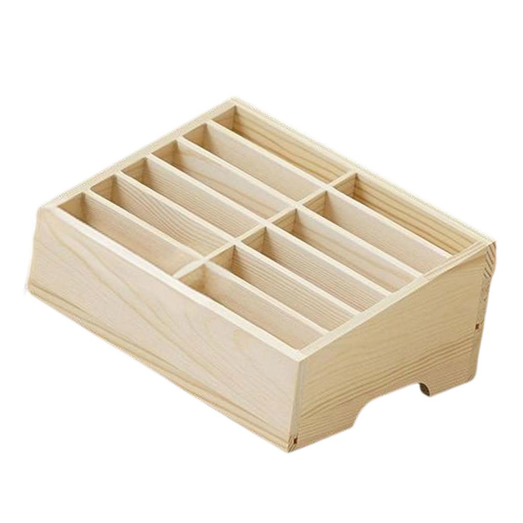 Compact Solid Wood Cell Phone Organizer Storage Box with 12 Compartments for Centralized Management