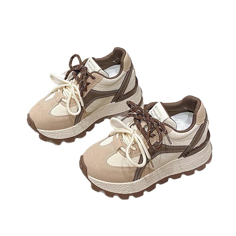 2025 autumn new German training shoes waterproof table fashion casual shoes autumn ins women's shoes round head height Forrest Gump shoes women