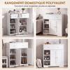Bathroom Cabinet, 1 Drawer, 2 Doors, 3 Open Compartments, 80 x 30 x 80.2 cm, White