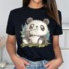 Cute Panda Print T-shirts For Women Summer Lovely Short Sleeve Casual Round Neck T-shirts Ladies Creative Personalized Tops