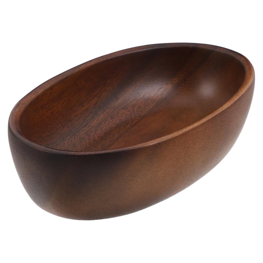 Large Walnut Wood Ship Shaped Bowl Dark Brown Vintage Fruit Salad Serving Bowl for Kitchen Counter Use