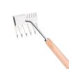 Stainless Steel Weed Remover Tool Six-Tooth Double Head Garden Weeding Tool Manual Weeder with Cutting Blade Serrated Edge for Precision Weeding