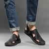 Men Sandals Black Leather Slippers Outdoor Summer Hiking Sandals Wide Head Beach Shoes for Father Plus Size