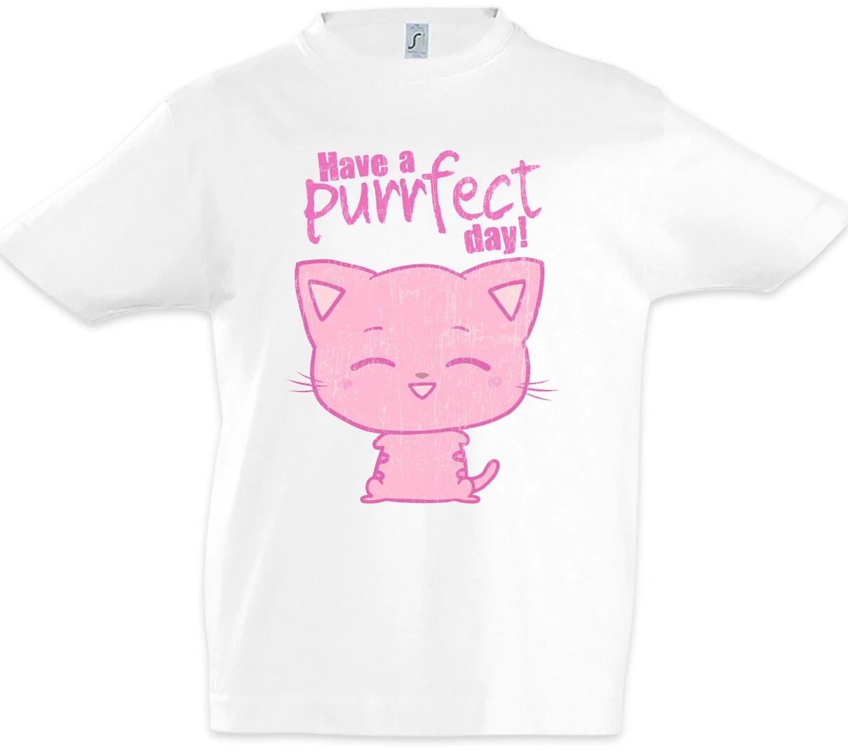 Have A Purrfect Day Kids Boys T-Shirt Cat Cats Meow Addiction Cat Cats- 120