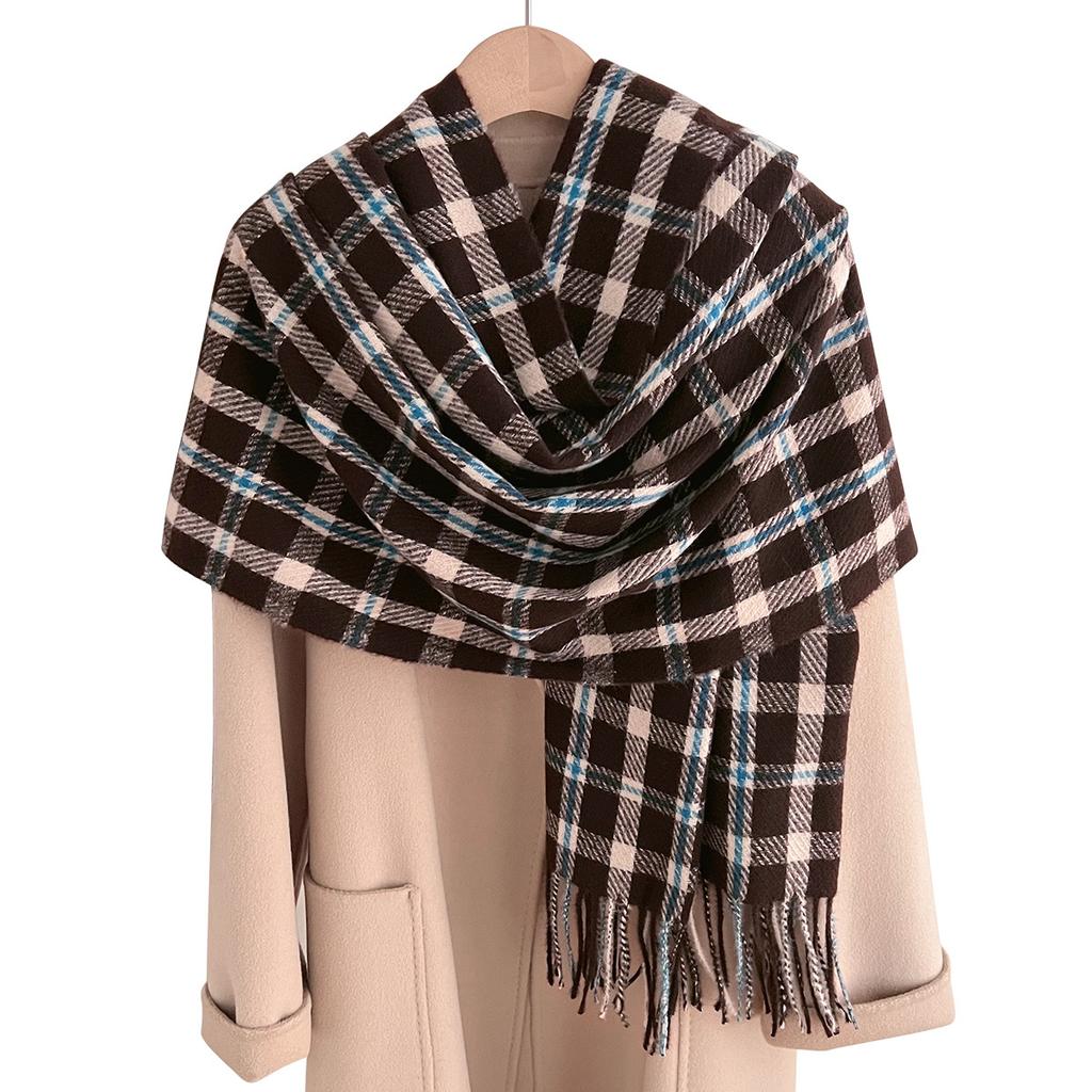 Classic Plaid Scarf Winter New Korean Retro Shawl Japanese Students Imitation Cashmere Warm Thickened Scarf