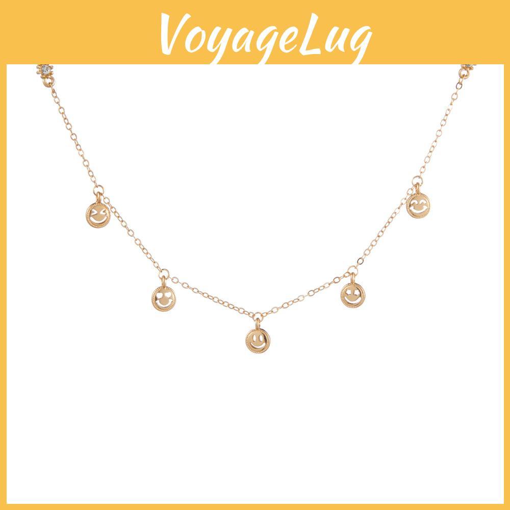 Fashionable Creative Smiley Face Pendant Necklace In Geometric Design With Alloy Metal