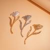 Metallic Rose Flower Brooch Women Exaggerated Folded Leaf Retro High Sense Brooch Daily Wear Party Jewelry Accessories