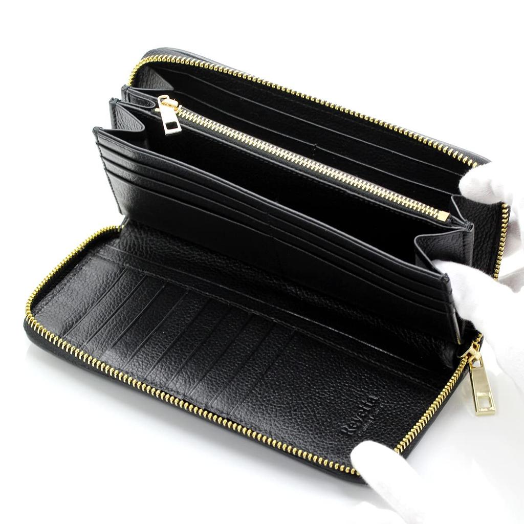 [Revetta] Stingray Leather Long Wallet, Black, Round Zipper, Gold, Galuchat Stingray Leather, Men's Genuine Leather [075-3stw]