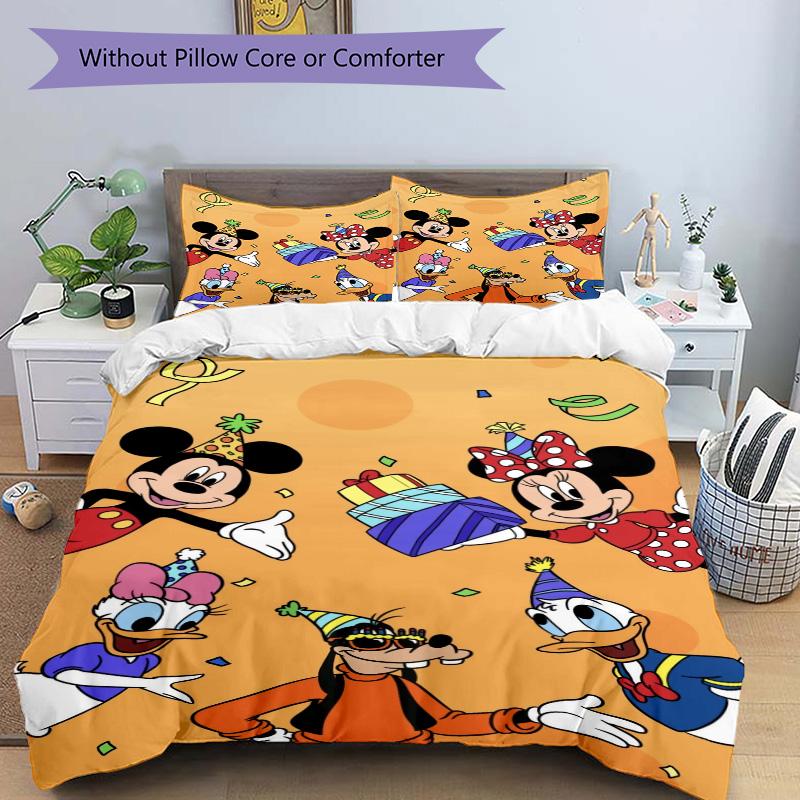 Mickey Mouse Party Celebration Print 3Pcs Bedding Setduvet Cover With 2 Bedropillowcase Home Birthday Gift