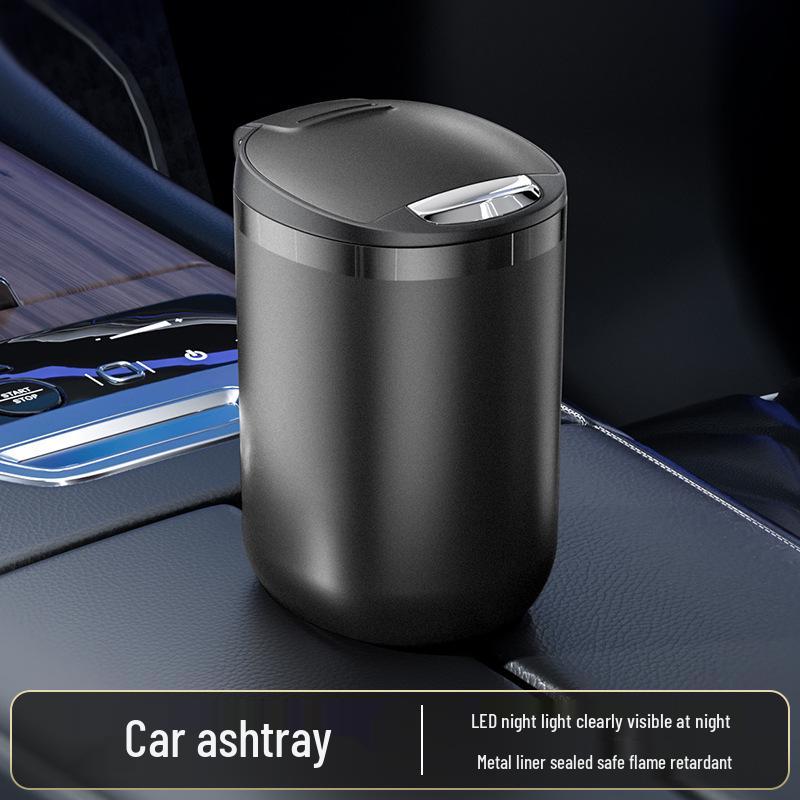 High-End Metal Car Ashtray with Lid: Anti-Drop Ornament for Car Interior