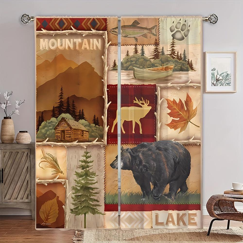 Retro Denim Horse Cowboy Vintage Style Farmhouse Boys Window Panel Curtains Blinds For Kids Bedroom Living Room Bathroom Kicthen Door Home 2P