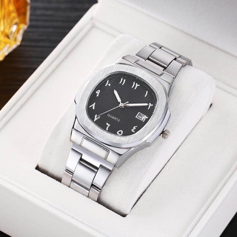 Blu-Ray Glass Men'S Business Quartz Watch Digital Scale Three-Eye Steel Watch