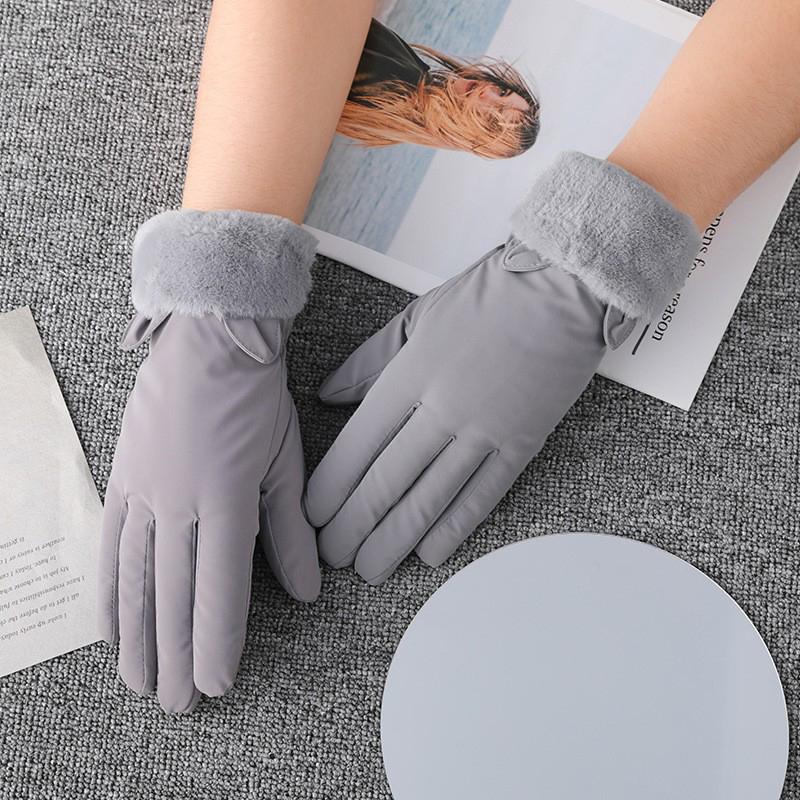 Guanti da Ciclismo da Esterno Touch Screen Antivento e Impermeabili Spessi Caldi con Fiocco per Donna