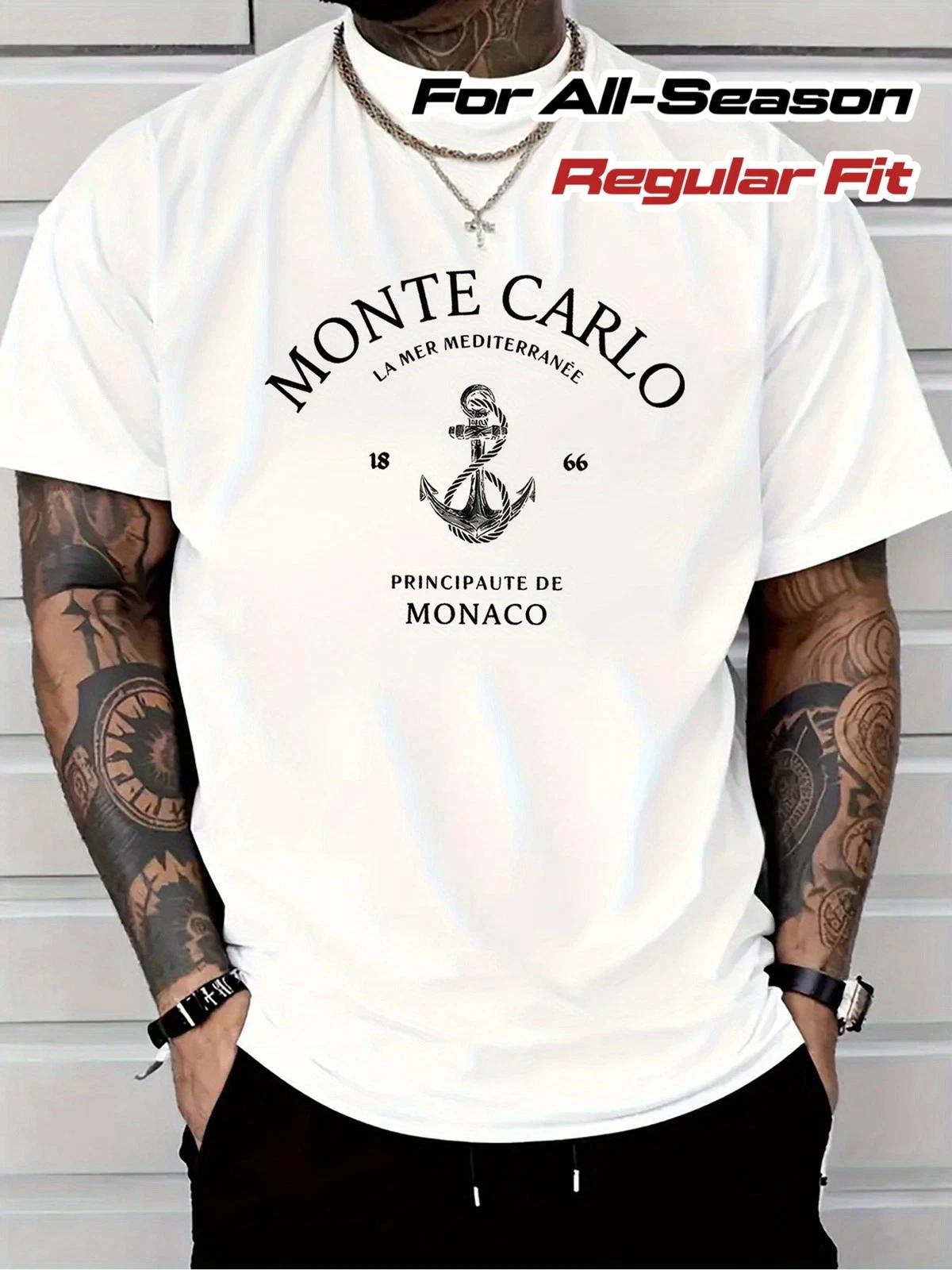 Monte Carlo Montenegro Anchor Graphic T-Shirt Vintage Nautical Travel Tee XXXXL