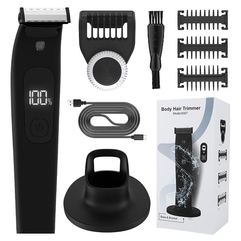 USB Waterproof Electric Body Hair Trimmer with Digital Display for Men & Women