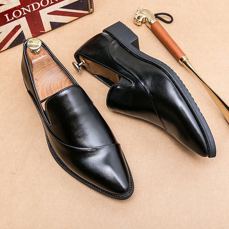 Men Business Le Fu Shoes Men One Step Lightweight Comfortable Fashionable Pointed Leather Shoes Men Brand Shoe Sizes 38-48