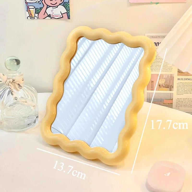 Irregular Pink Decorative Wall Mirror Korean Style Wall Mounted Mirror Makeup Mirror for Dormitory Desktop Room Decor Wholesale