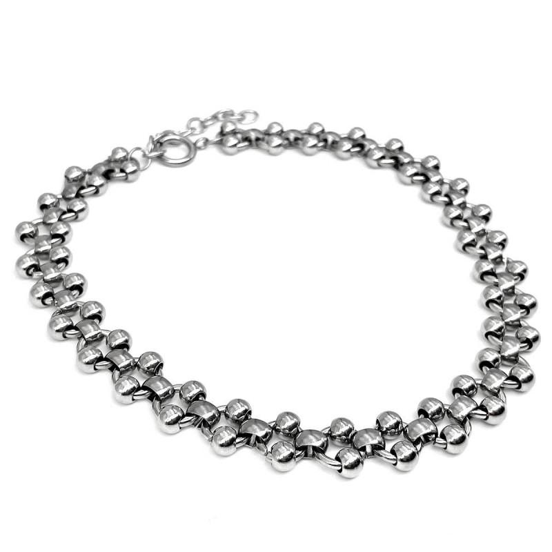 Punk Hip-hop Raffinato Fatto a Mano Perline Rotonde Acciaio Inossidabile Collana a Catena per Clavicola Parola O Accessori Choker per Donne Uomini Gioielli