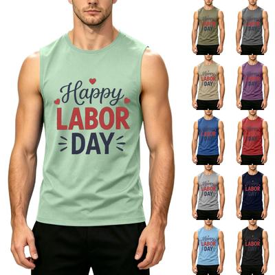 Męski casualowy top bez rękawów koszulka na ramiączkach koszulka na mięśnie lekka z nadrukiem letnia do ćwiczeń fitness siłowni T-shirt