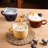 Cat Alpaca Ceramic with Lid Creative Novelty Tumbler Cup Coffee Mug Tea Cup Drinkware