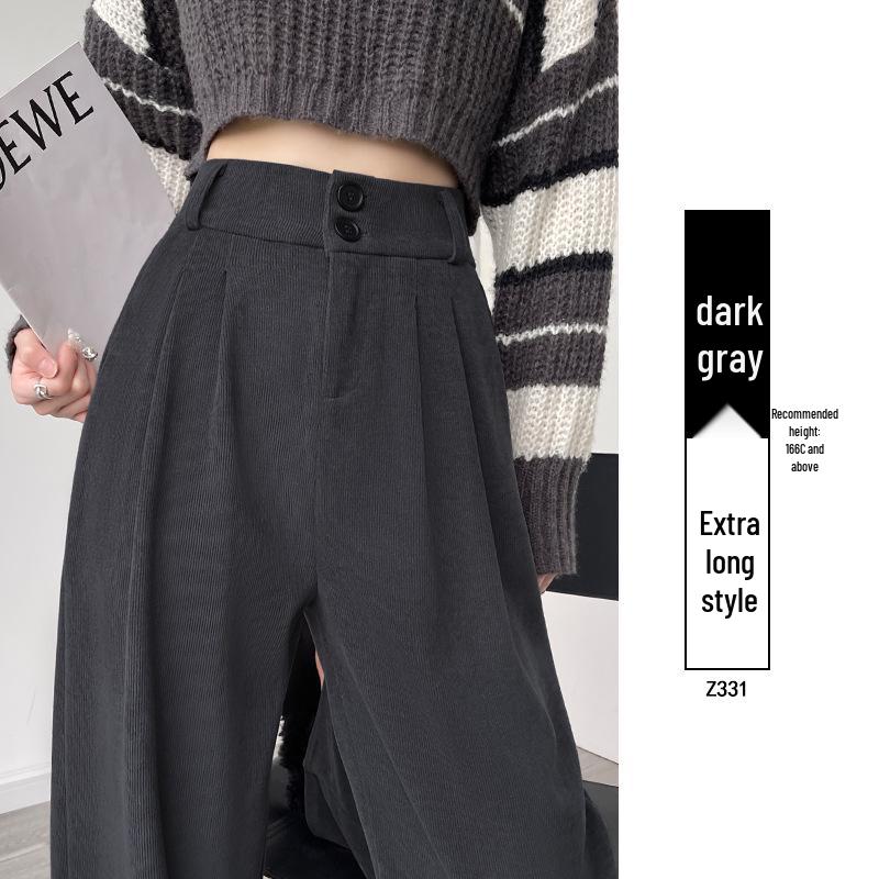 Women's Fleece-Lined Chenille Wide-Leg Pants: Tall, Draped, Casual Style for Spring & Autumn 2025