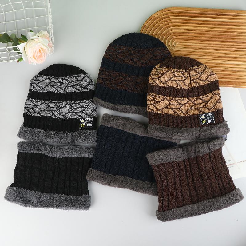 1Set Winter Warm Hat Scarf Set For Men Women Outdoor Thickened Cycling Hats Scarf  Windproof Cold-Proof Scarf Cap
