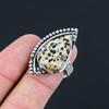 Mothers Day Deal Dalmatian Jasper Gemstone 925 Silver Solitaire New Ring Size 8