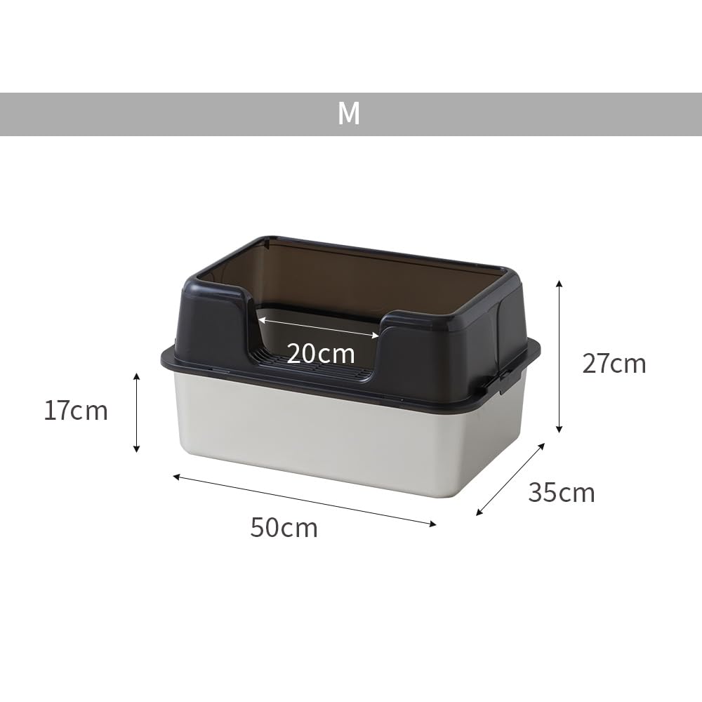 Stainless Cat Toilet M Gray Stainless Steel Cat Toilet Clean Simple Durable Scattering Prevention Scattering Size Width 50cm x Depth 35cm x Height