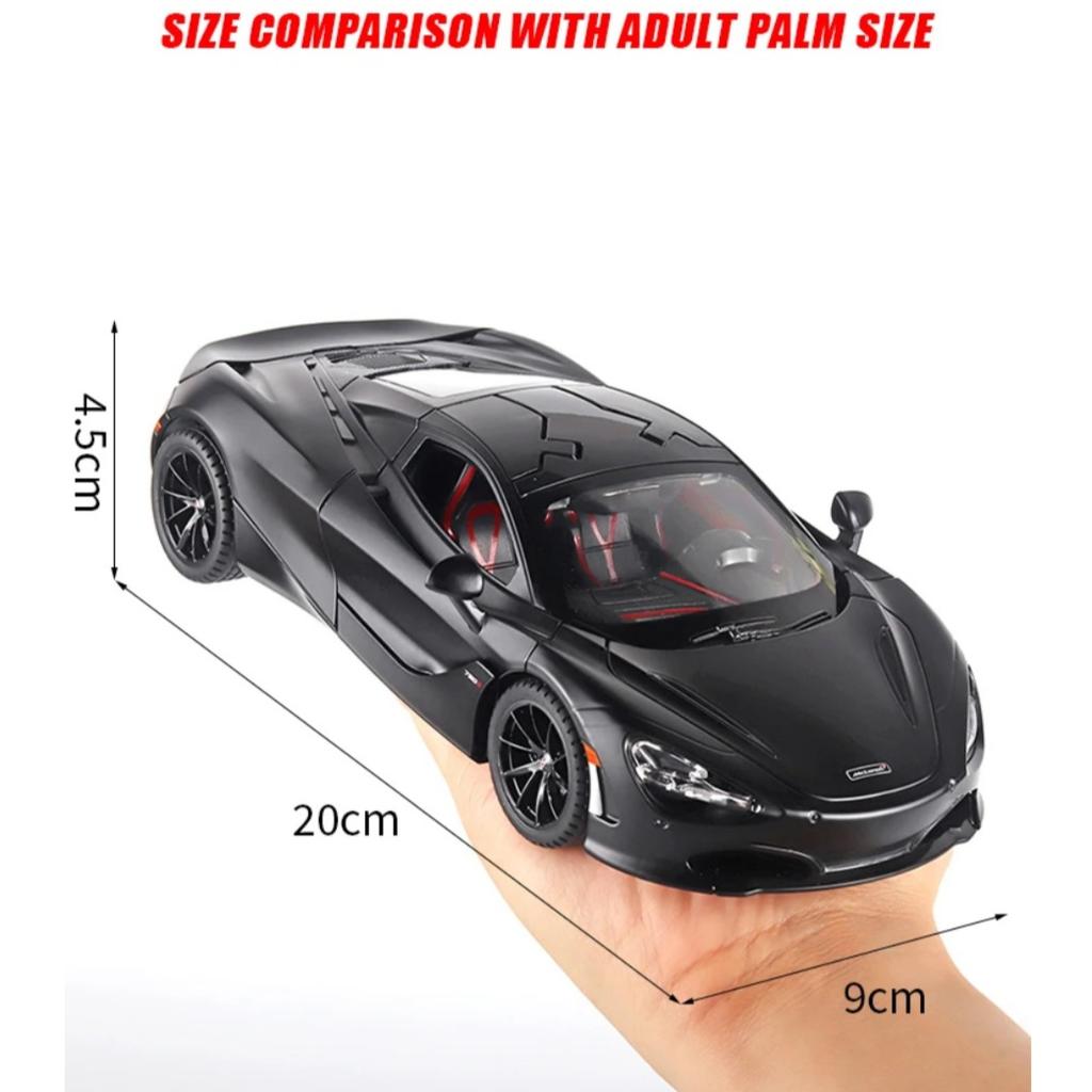1/24 Scale McLaren 720S Metal Sports Car Alloy Model Car Diecast Vehicle Simulation Sound and Light Toy Ornaments Boys Children's Gift