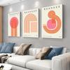 3PC, Bauhaus 1923 Exhibition Canvas Decorative Paintings Abstract Geometric Patterns Modern Minimalist Home Decor Pink Orange Ci