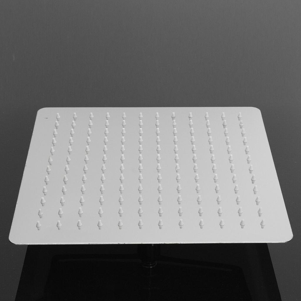 12" Square Stainless Steel Rain Shower Head Rainfall Bathroom Top Sprayer