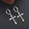 High-End Small Cross Earrings For Women Sparkling Zircon Inlay Daily Style Personalized Jewelry