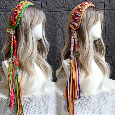 Hat Ladies Headband Vintage Handmade Crochet Headscarf Colored Tassel Headband Decoration