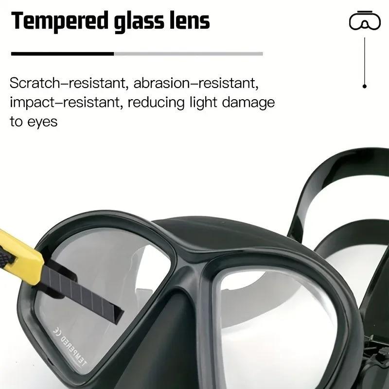 Freediving Mask Two-window Tempered Glass Diving Mask With Camera Mount- Waterproof, Anti-fog