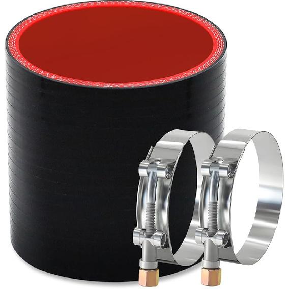Straight ID 4" Silicone Hose Coupler, Reinforced 4-Layer Wall 5MM With 2PCS T-Bolt Clamps For Cold Air Intake, Turbo, Intercooler