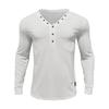 Men's Spring and Autumn Solid Color Men's T-shirt Long Sleeve Casual Slim Button-down V-neck Top