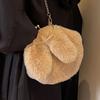 Plush bag women's 2025 autumn new niche foreign style chain messenger bag women's hand fluffy small round bag