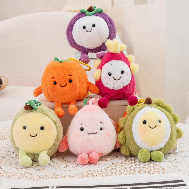 Cartoon Fruit Plush Beanbag Toy - Cute Mangosteen, Peach, Dragon Fruit, Persimmon Pendants - Ideal Gift for Women