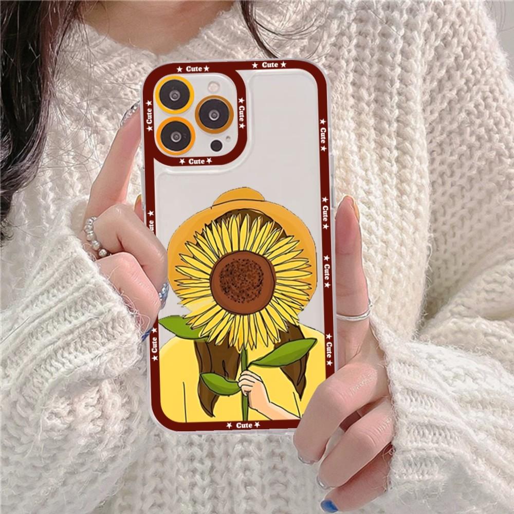 Beautiful Flower Sunflower Phone Case For iPhone 16 15 14 13 12 11 Pro Max XS X XR Mini Protective Cover