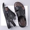 Fashion 2025 Summer Outdoor Leather Sandals for Men Dual-use Solid Color Beach Shoes Slipper Male New Designer  Driving Shoes Man