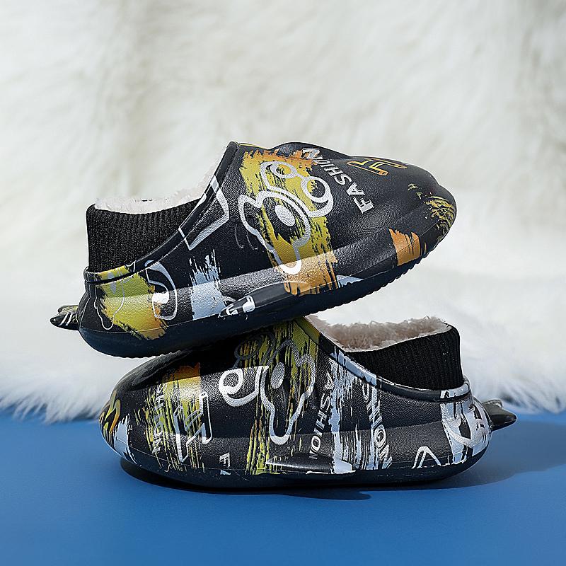 Zimní dětská nadměrná velikost Módní teplé bavlněné boty s tlustou podrážkou Pantofle pro domácí vnitřní a venkovní bavlněné pantofle 24-35