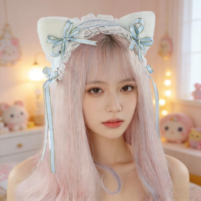 Anime Style Plush Animal Ear Hairpiece Cosplay headbands For Costume Halloween Gathering Soft Polyester Hair Decoration