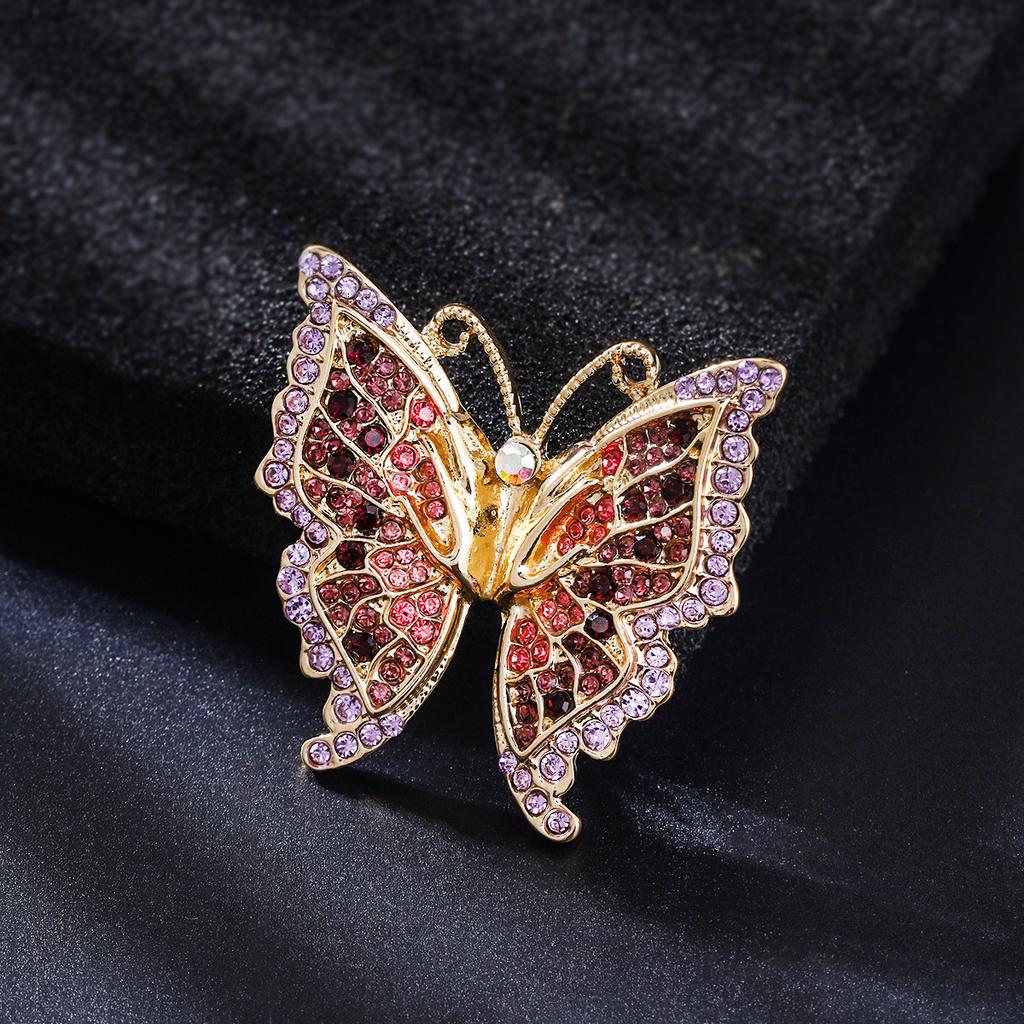 Weiman Purple Red Rhinestone Butterfly Brooches Luxury Women Alloy Fashion Brooch Pin Design Jewelry Customize Designer Brooches