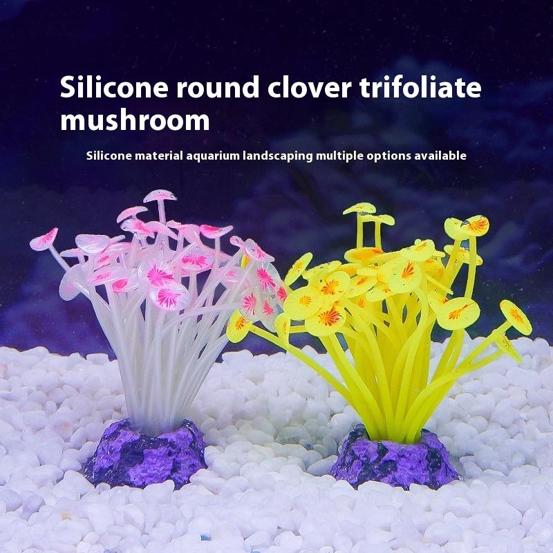 Silicone Mushroom Artificial Fish Tank Aquarium Water Coral Plants Underwater Decor Quarium Fish Tank Decoration Accessories